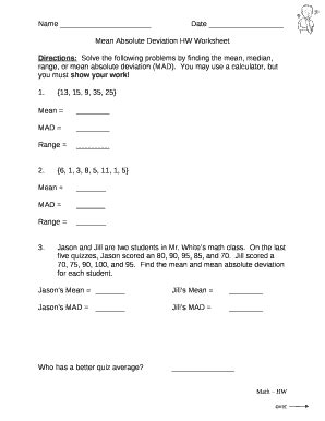 mean absolute deviation worksheet with answers pdf grade 6